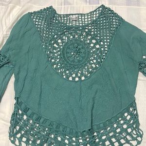 Green crochet top